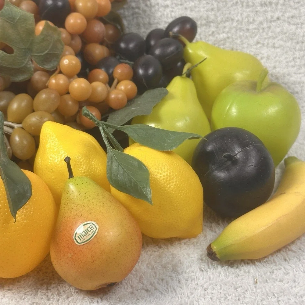 Vintage‎ Plastic Fruit Life Size Banana Orange Pear Grapes Cherry
